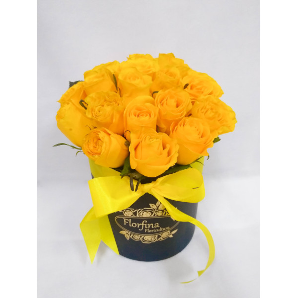 caixa box luxo com 20, rosas amarelas